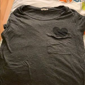 Characoal gray t shirt with heart on pocket